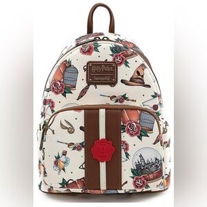 Loungefly Harry Potter Tattoo Art Cream‎ Color Womens Double Strap Shoulder Bag